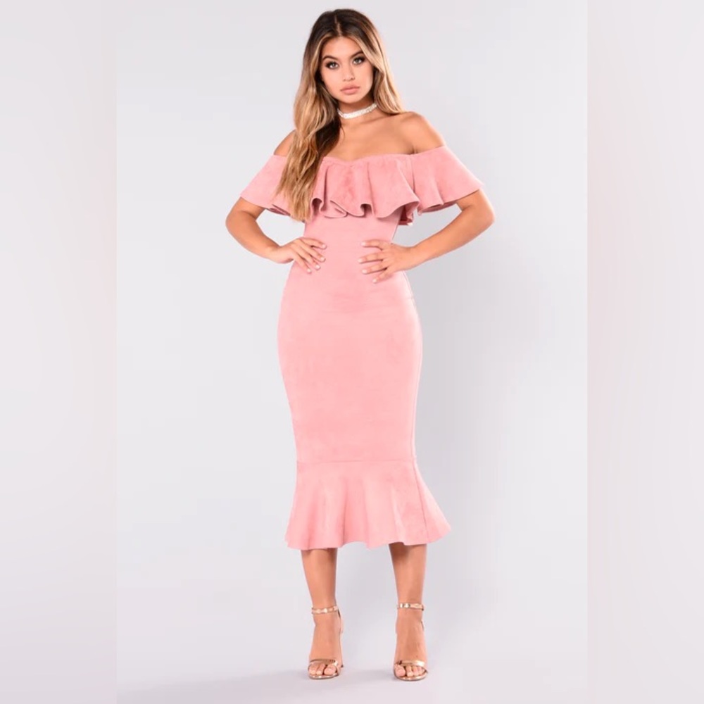 Aliana Suede Dress - Dusty Pink
